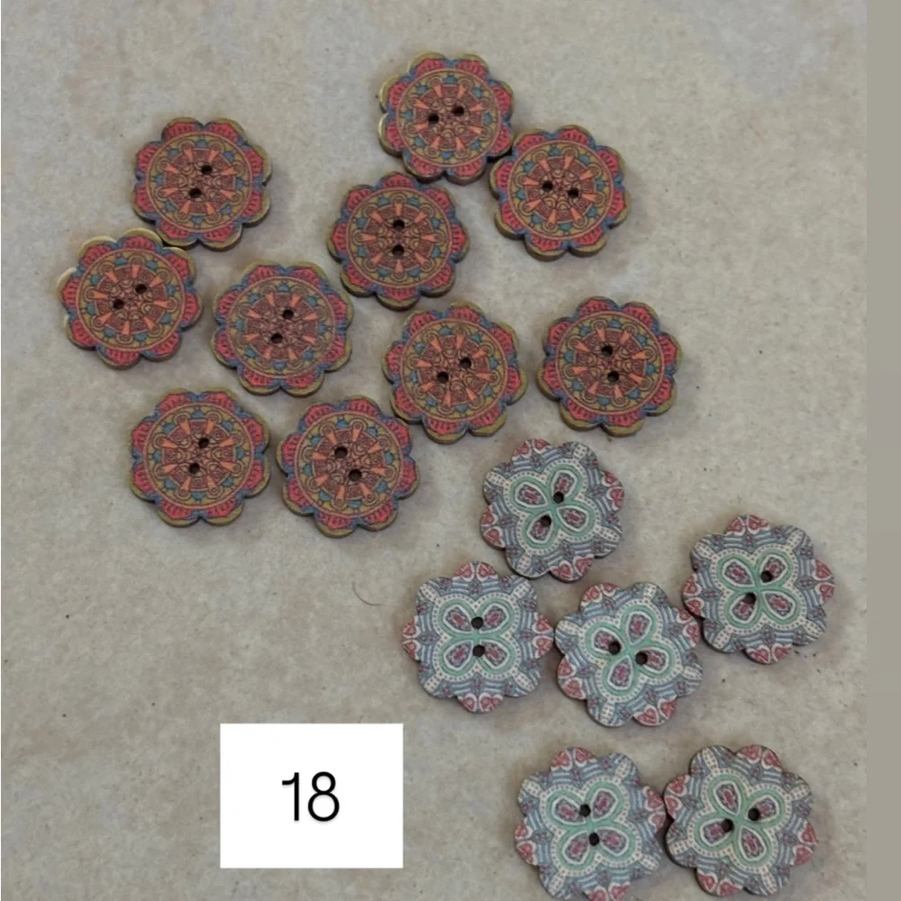 Handmade Beaded Floral Buttons - Assorted Colors